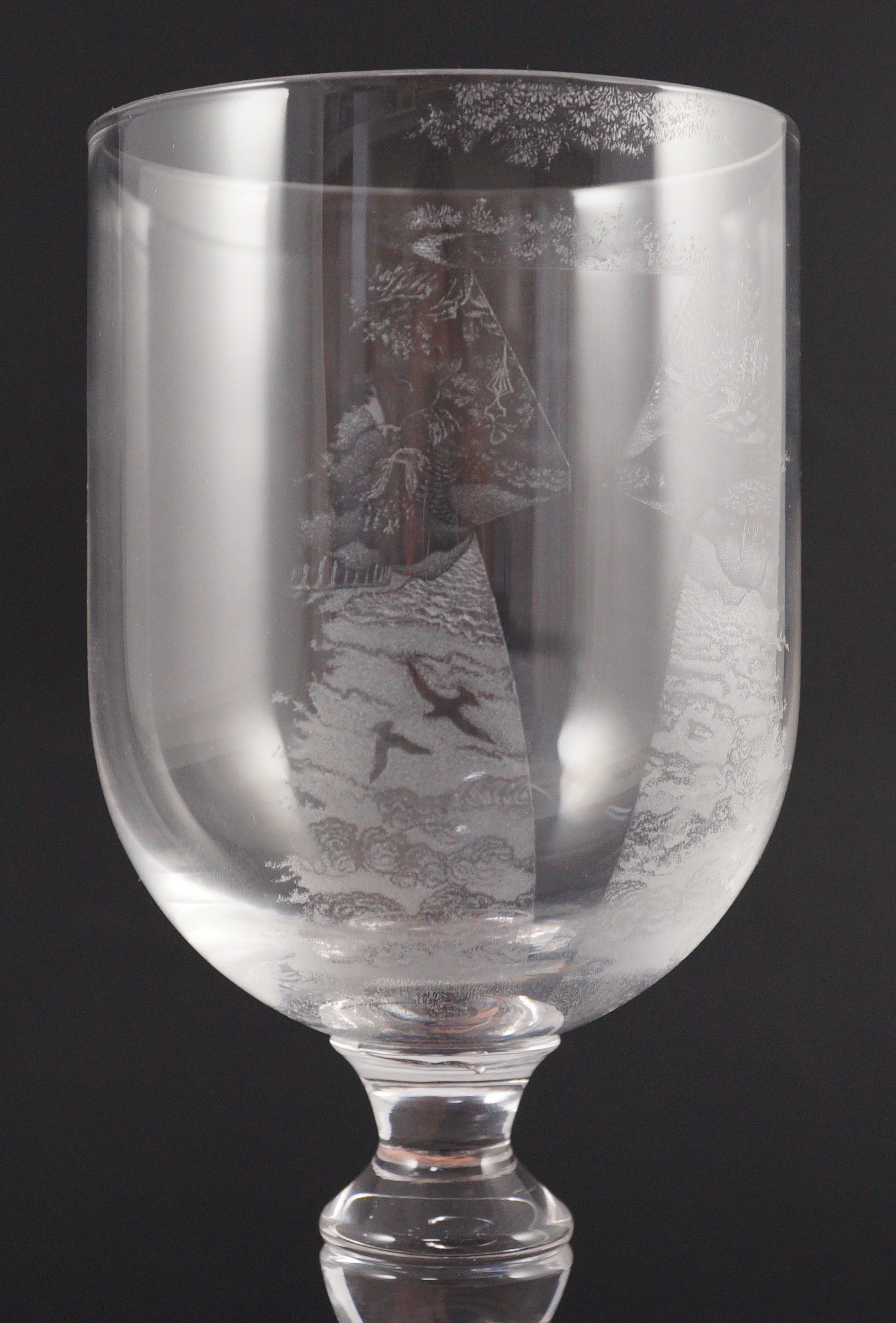 Laurence Whistler CBE (1912-2000), 'TERM' an engraved glass goblet together with a limited edition book 276/1400, page 28 and plate 80 with reference to 'TERM' Goblet 24cm high